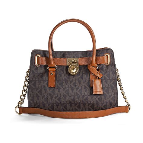 michael kors hamilton mk logo signature pvc satchel brown